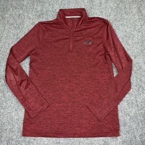 Under Armour Jacket Womens Size M Red Outdoors 1/4 Zip lightweight run gym